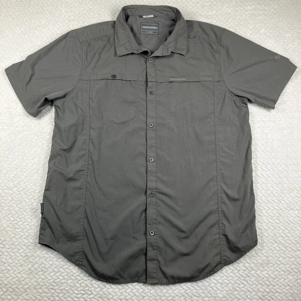 Craghoppers Solar Shield Shirt Mens Large Gray Short Sleeve Outdoors Hiking‎
